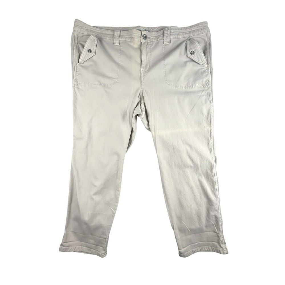 Torrid Cropped Pants Womens 24 Beige Stretch Cotton Chino Casual NWT